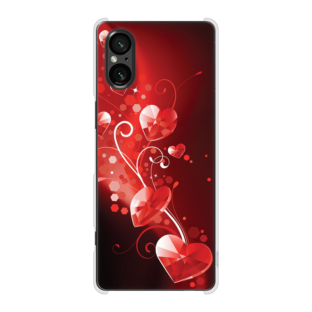 Xperia 5 V SOG12 au 高画質仕上げ 背面印刷 ハードケースきらめきハート