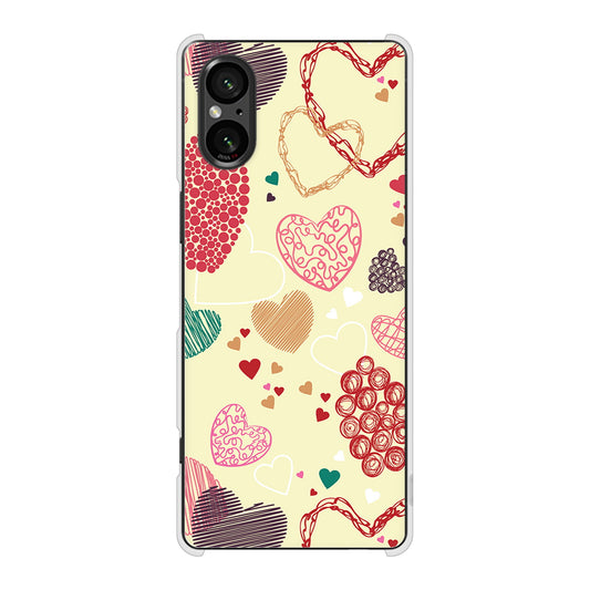 Xperia 5 V SOG12 au 高画質仕上げ 背面印刷 ハードケース 【480 素朴なハート】