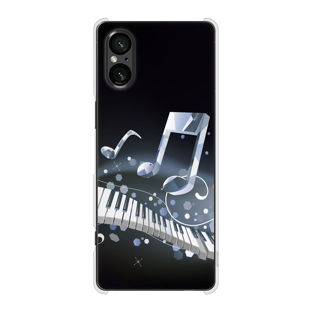 Xperia 5 V SOG12 au 高画質仕上げ 背面印刷 ハードケース音符