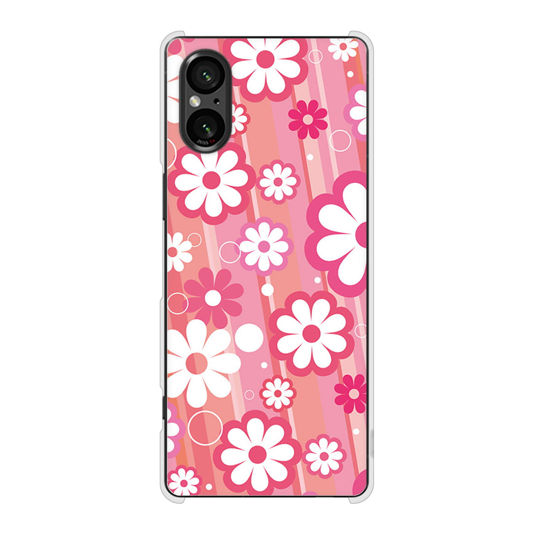 Xperia 5 V SOG12 au 高画質仕上げ 背面印刷 ハードケース 【751 マーガレット(ピンク系)】