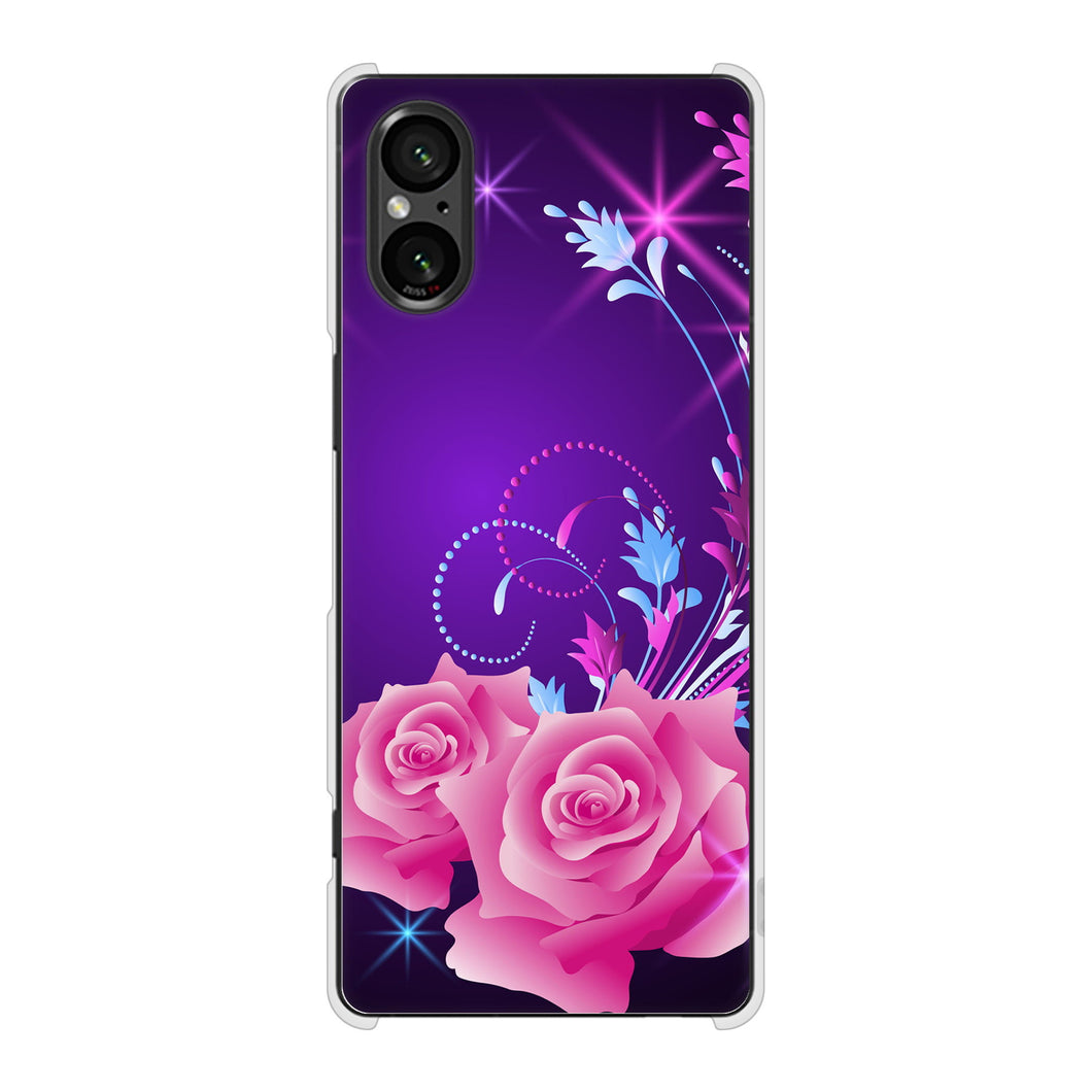 Xperia 5 V SOG12 au 高画質仕上げ 背面印刷 ハードケースロマンチックなバラ