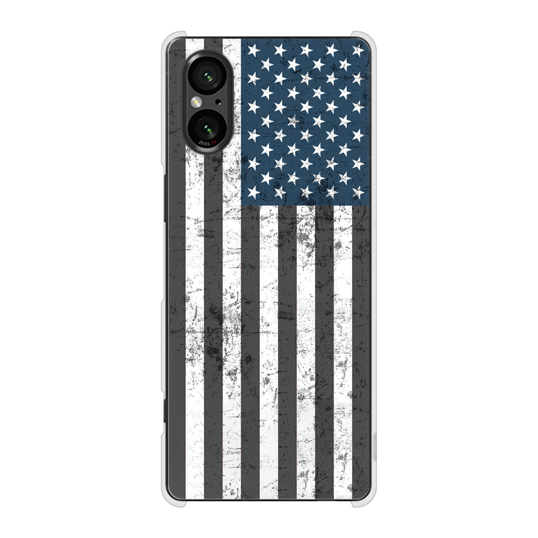 Xperia 5 V SOG12 au 高画質仕上げ 背面印刷 ハードケース 【EK864 アメリカンフラッグビンテージ】