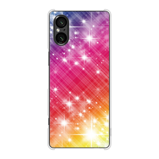 Xperia 5 V SOG12 au 高画質仕上げ 背面印刷 ハードケース 【VA872 レインボーフレーム】