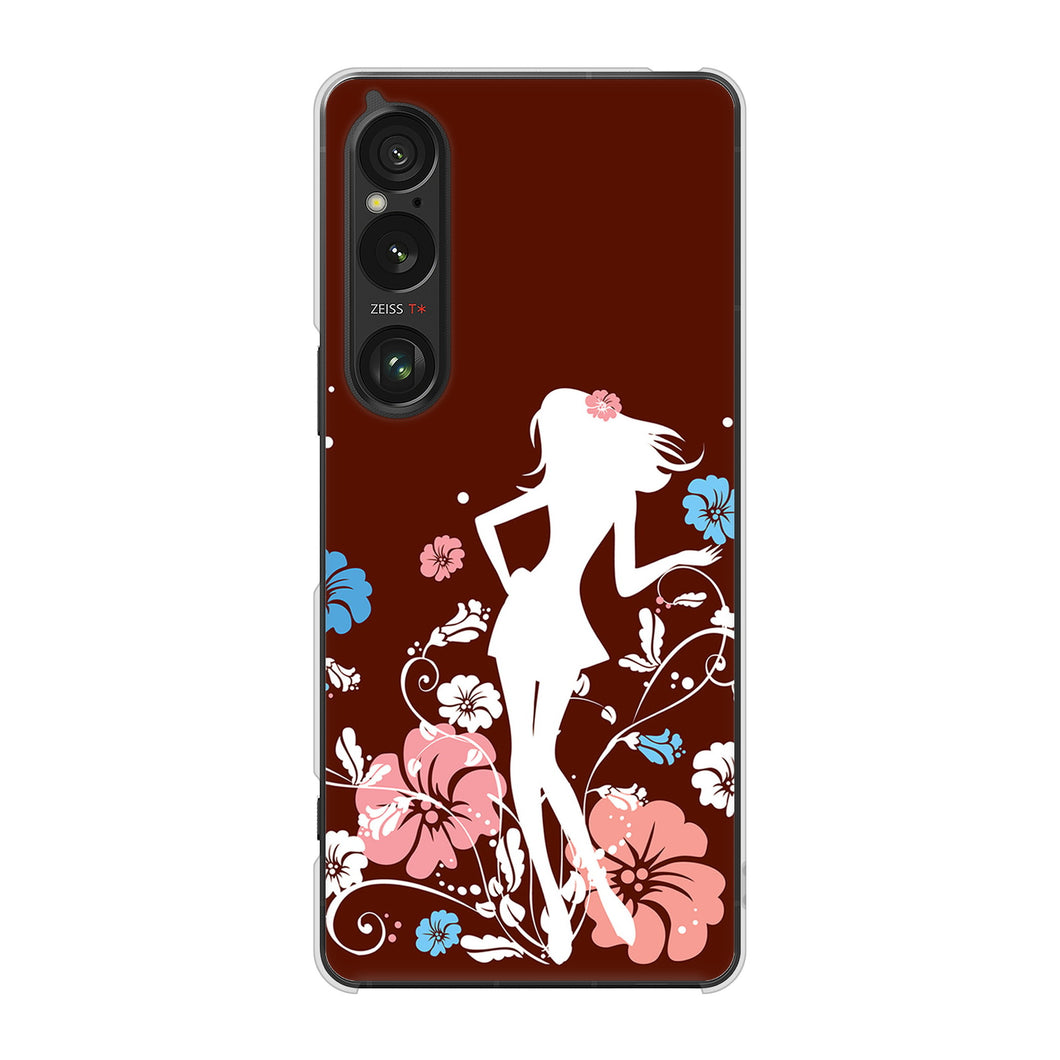 Xperia 1 VI SOG13 au 高画質仕上げ 背面印刷 ハードケース 【110 ハイビスカスと少女】