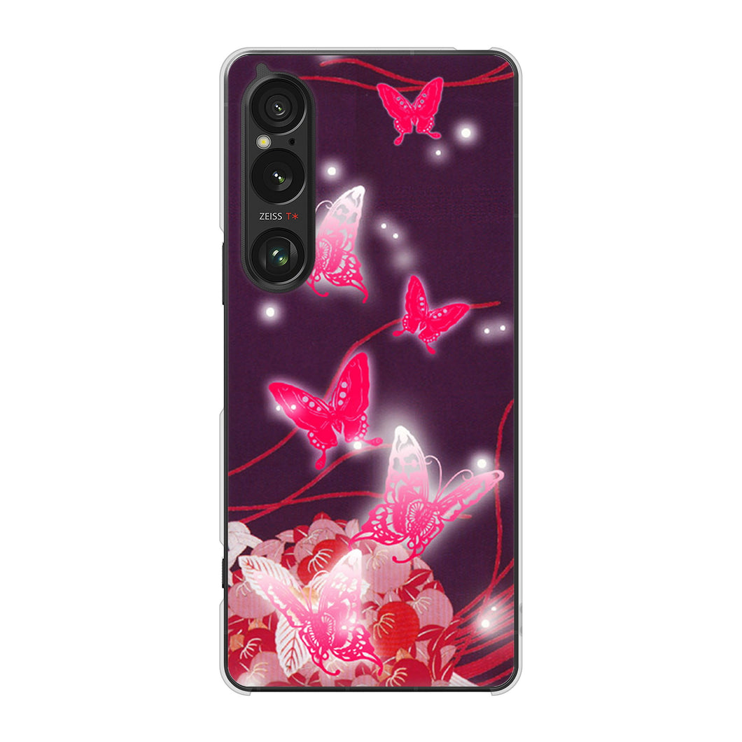 Xperia 1 VI SOG13 au 高画質仕上げ 背面印刷 ハードケースバタフライ