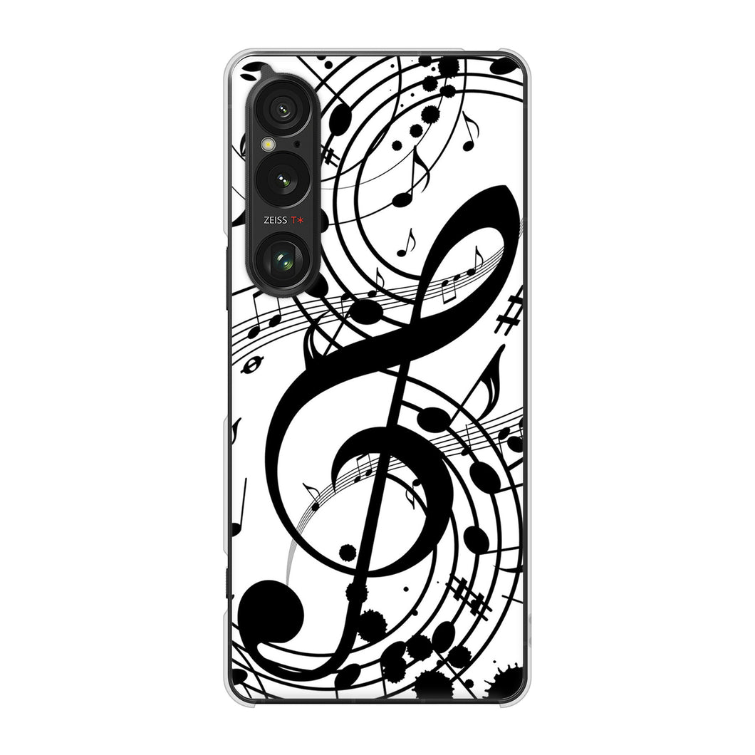 Xperia 1 VI SOG13 au 高画質仕上げ 背面印刷 ハードケース音符