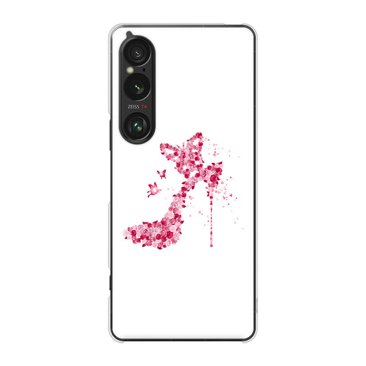 Xperia 1 VI SOG13 au 高画質仕上げ 背面印刷 ハードケース 【387 薔薇のハイヒール】