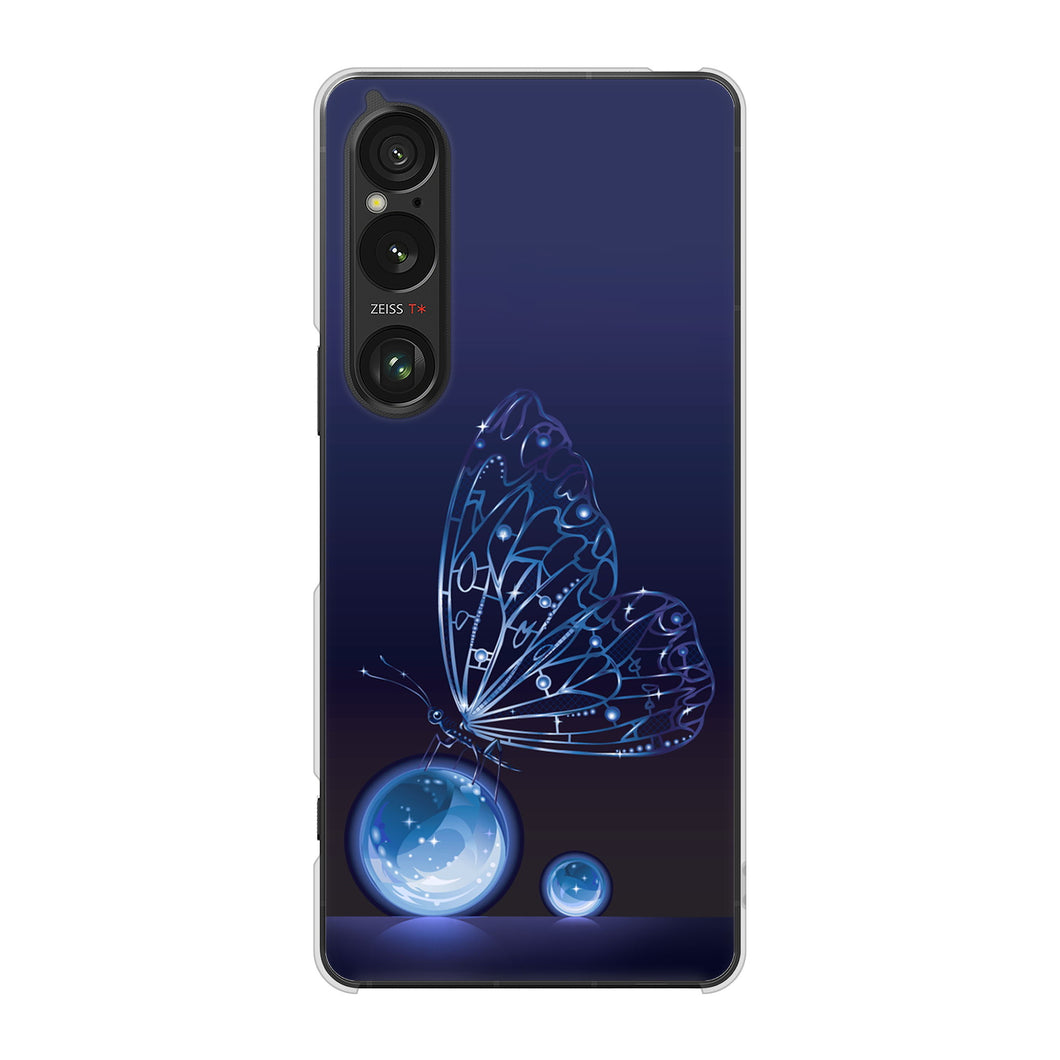 Xperia 1 VI SOG13 au 高画質仕上げ 背面印刷 ハードケースバタフライ