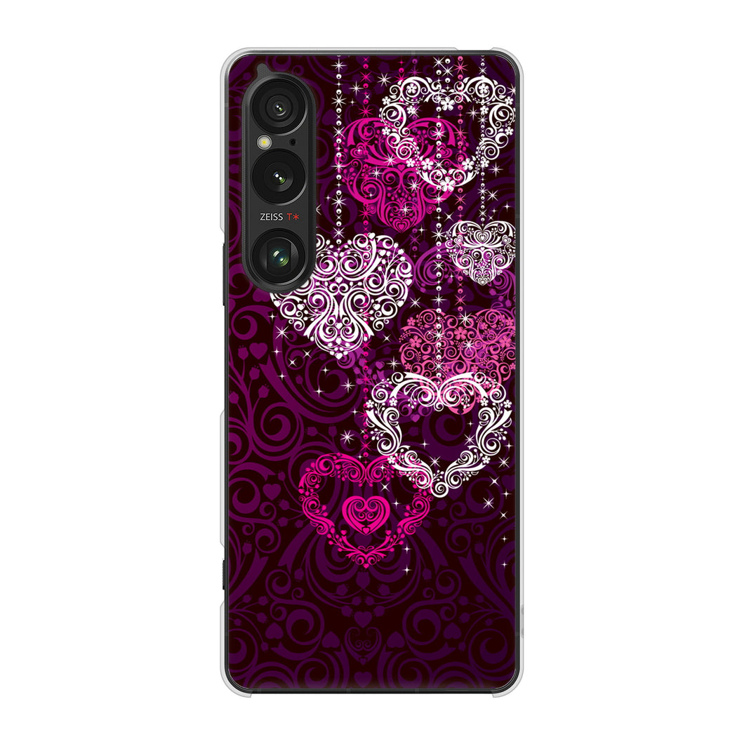 Xperia 1 VI SOG13 au 高画質仕上げ 背面印刷 ハードケースきらめきハート