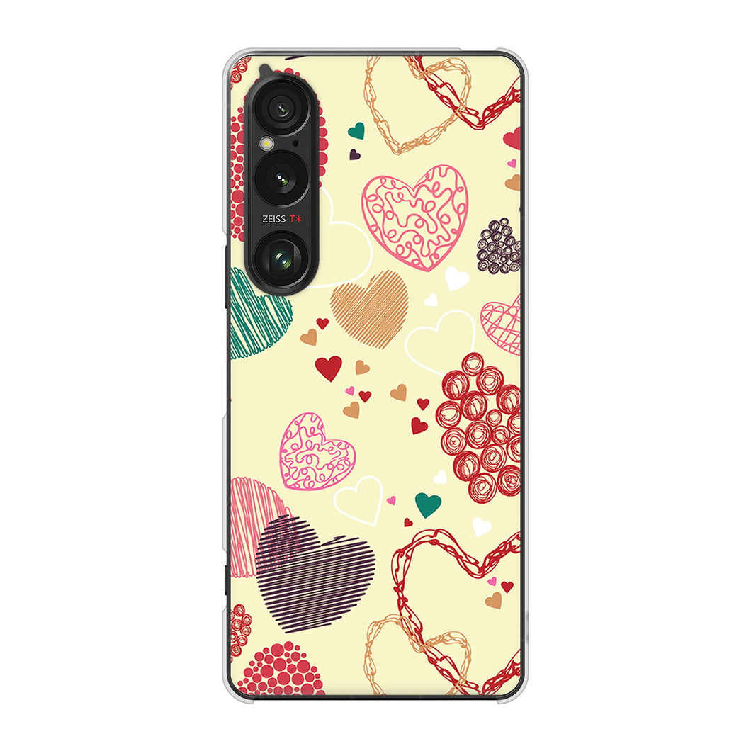 Xperia 1 VI SOG13 au 高画質仕上げ 背面印刷 ハードケース 【480 素朴なハート】