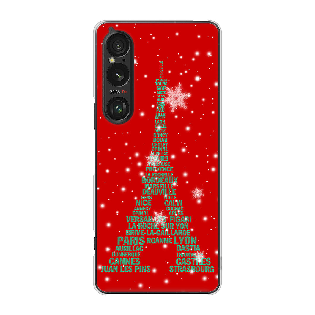 Xperia 1 VI SOG13 au 高画質仕上げ 背面印刷 ハードケース 【527 エッフェル塔red-gr】
