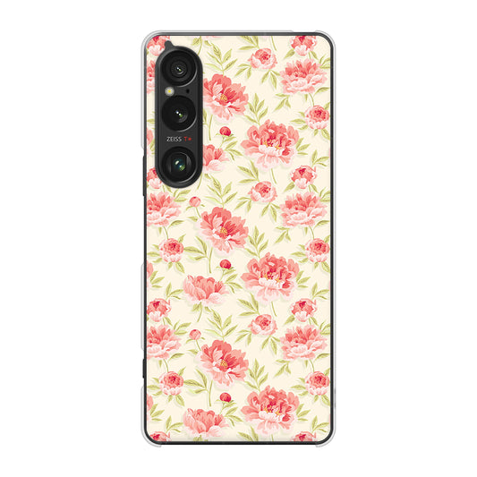 Xperia 1 VI SOG13 au 高画質仕上げ 背面印刷 ハードケース北欧の小花