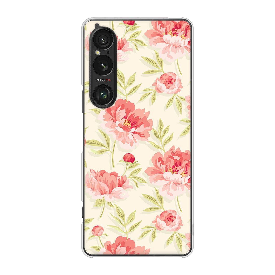 Xperia 1 VI SOG13 au 高画質仕上げ 背面印刷 ハードケース北欧の小花