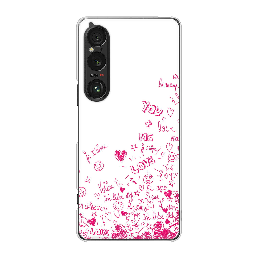 Xperia 1 VI SOG13 au 高画質仕上げ 背面印刷 ハードケースプリティハート