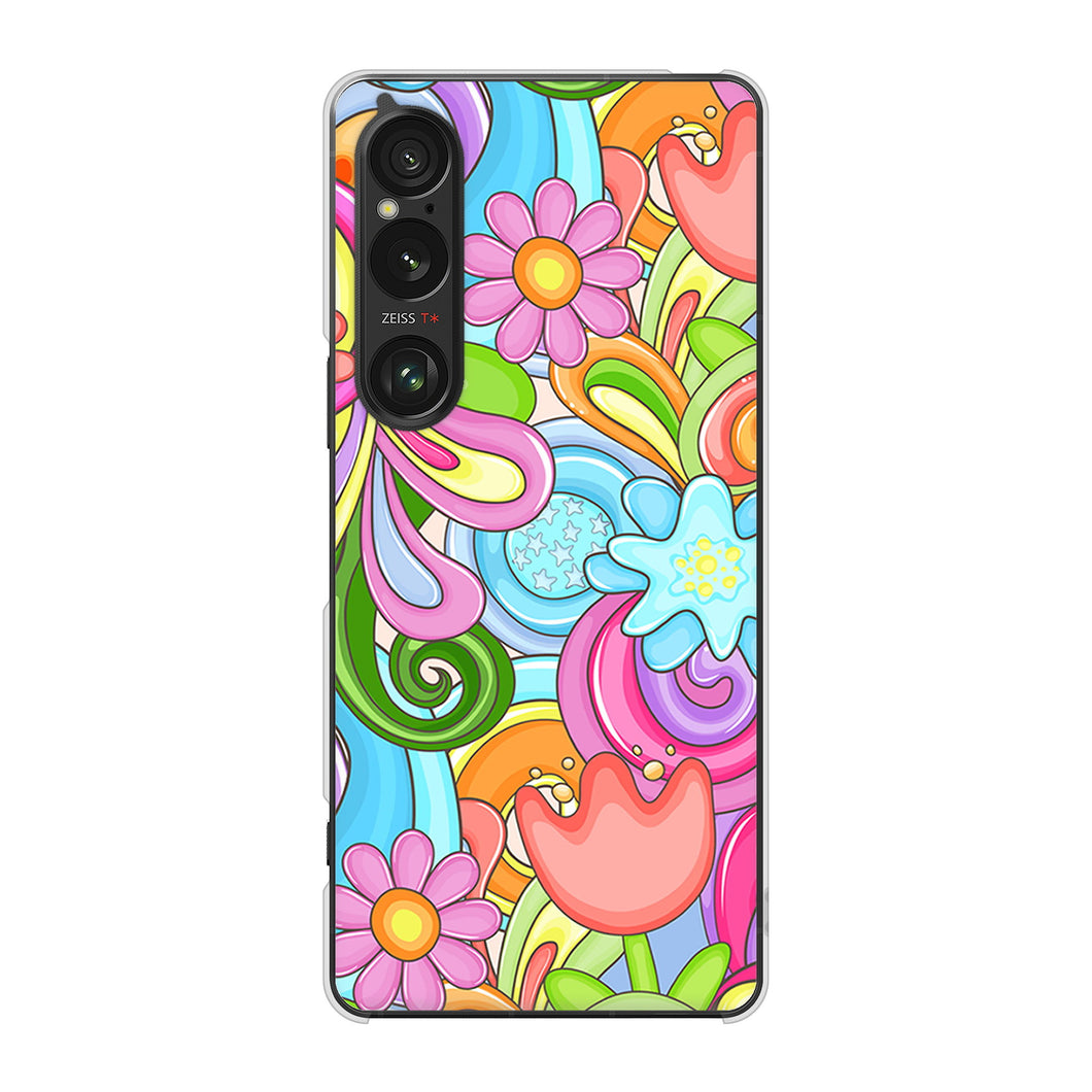 Xperia 1 VI SOG13 au 高画質仕上げ 背面印刷 ハードケース 【713 ミラクルフラワー】