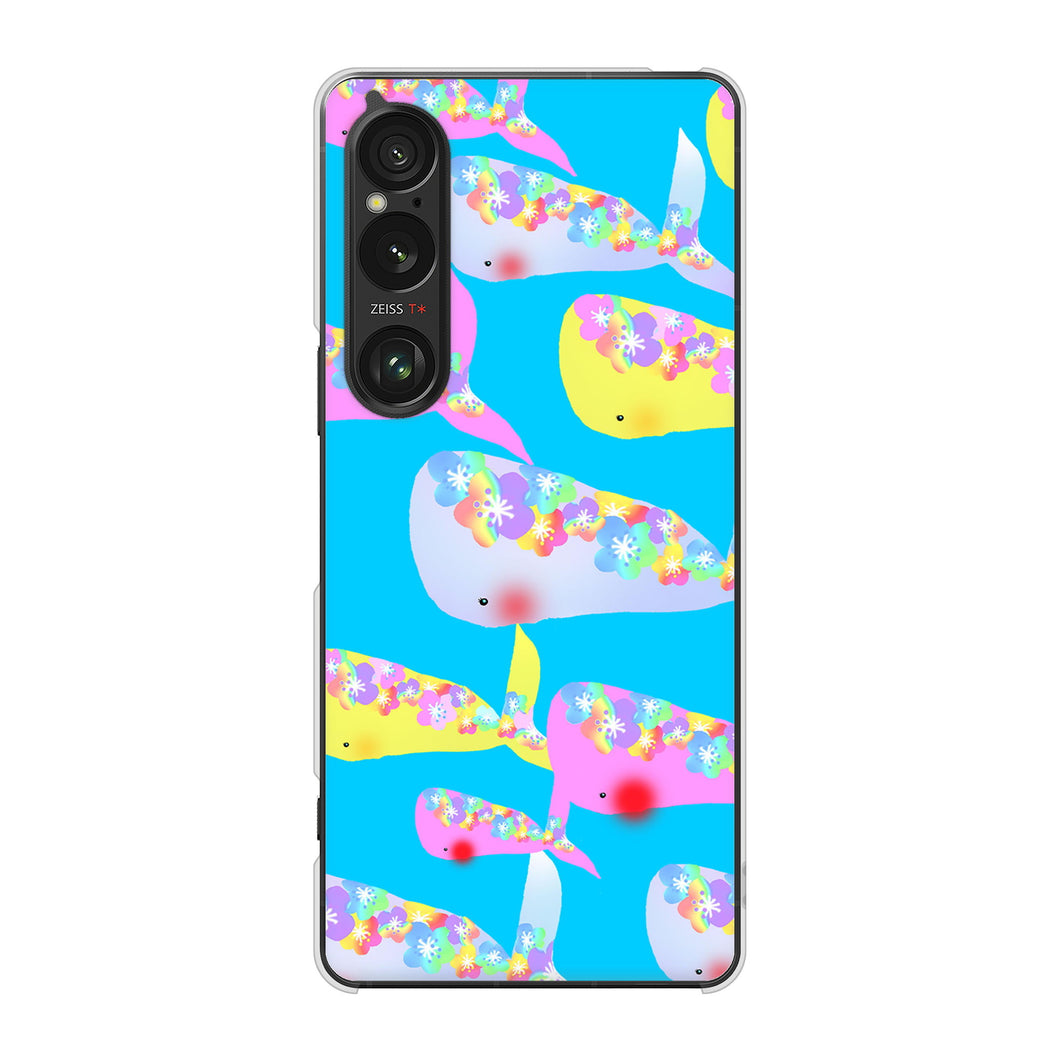 Xperia 1 VI SOG13 au 高画質仕上げ 背面印刷 ハードケース 【1045 くじらの仲間】