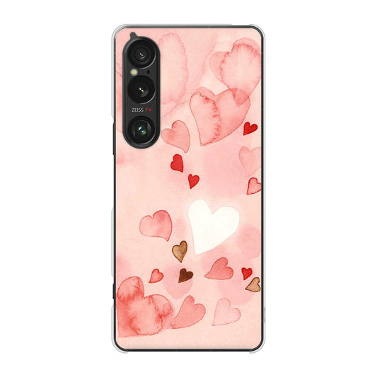 Xperia 1 VI SOG13 au 高画質仕上げ 背面印刷 ハードケース 【1125 ハートの和紙】