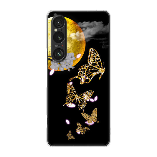 Xperia 1 VI SOG13 au 高画質仕上げ 背面印刷 ハードケース 【1150 月に昇る蝶】