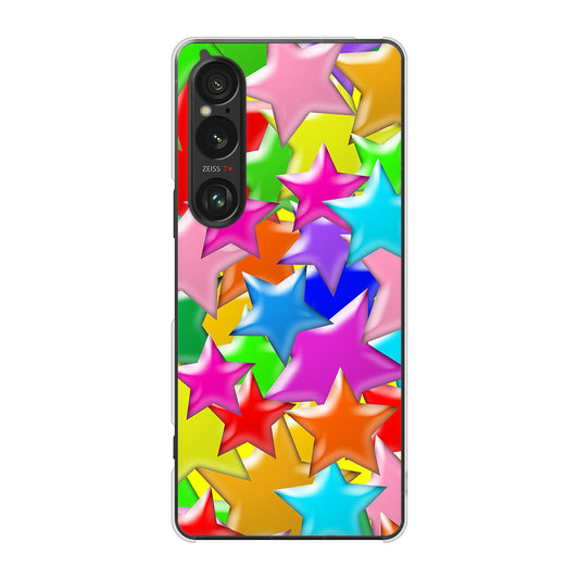Xperia 1 VI SOG13 au 高画質仕上げ 背面印刷 ハードケース 【1293 ランダムスター】