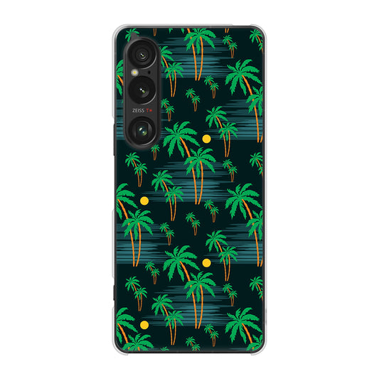 Xperia 1 VI SOG13 au 高画質仕上げ 背面印刷 ハードケース 【1315 月夜とヤシ】