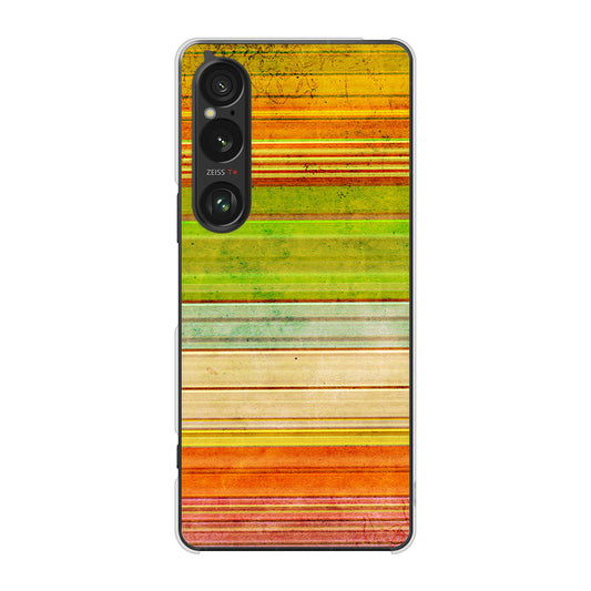 Xperia 1 VI SOG13 au 高画質仕上げ 背面印刷 ハードケース 【1324 ビンテージボーダー(色彩)】