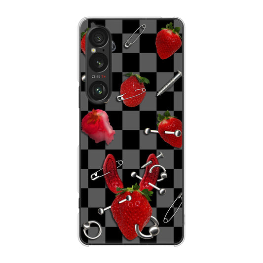 Xperia 1 VI SOG13 au 高画質仕上げ 背面印刷 ハードケースむかいあぐる 苺パンク