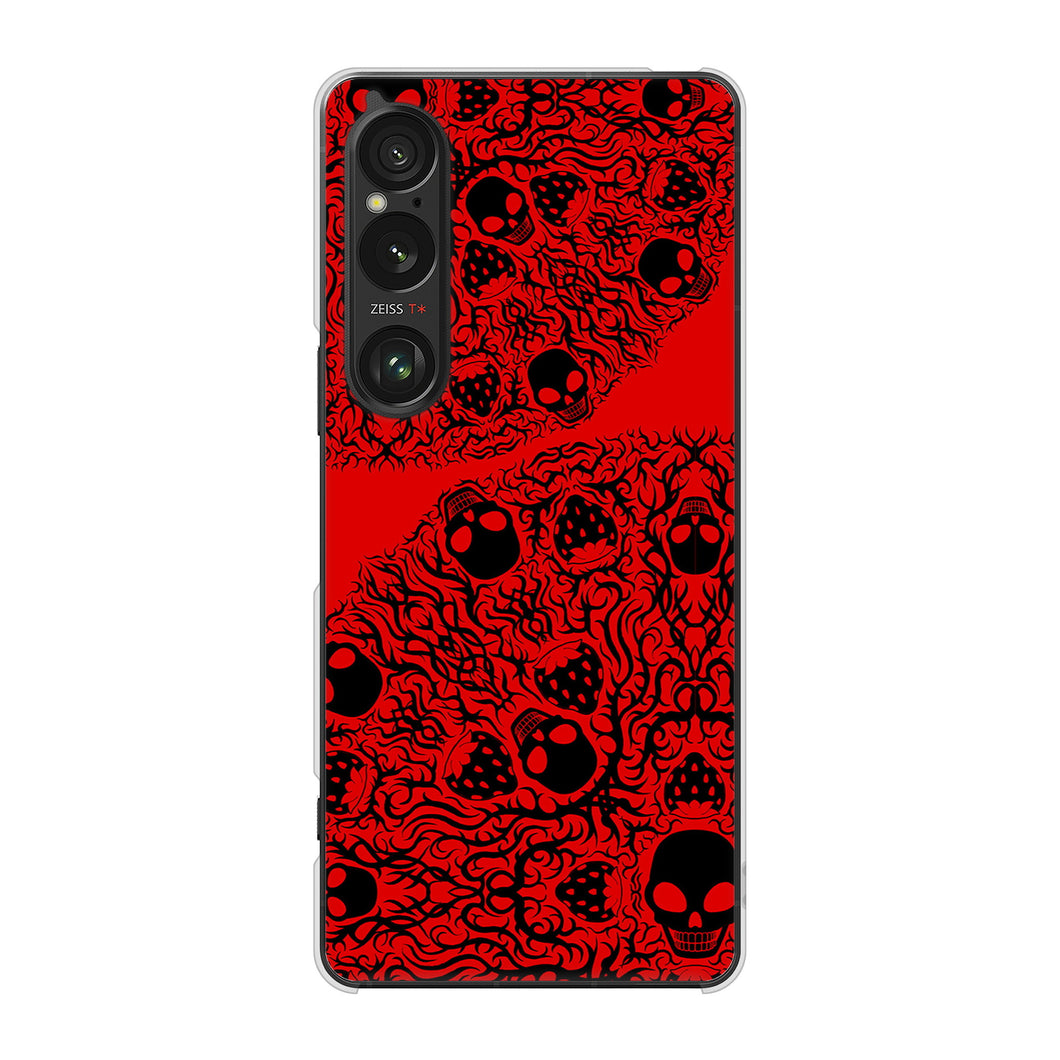 Xperia 1 VI SOG13 au 高画質仕上げ 背面印刷 ハードケースむかいあぐる 苺骸骨曼荼羅