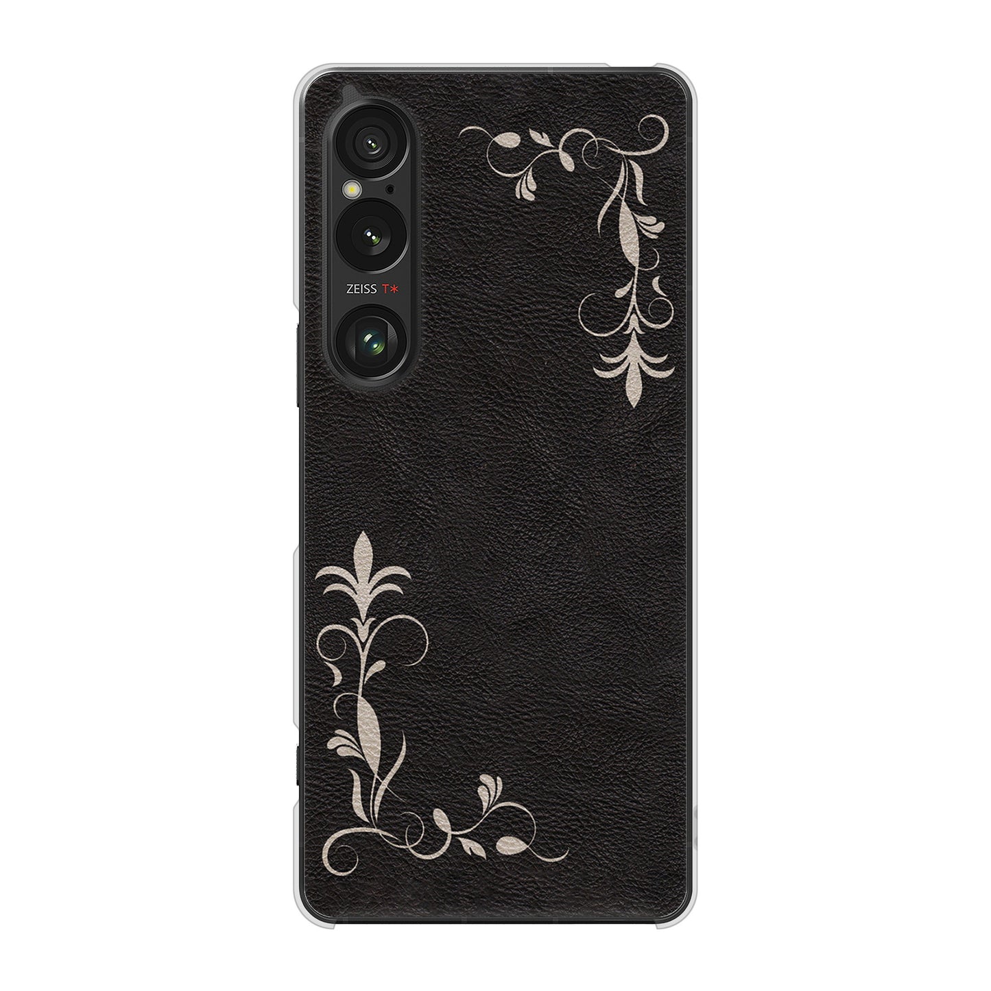 Xperia 1 VI SOG13 au 高画質仕上げ 背面印刷 ハードケース 【EK825 レザー風グラスフレーム】