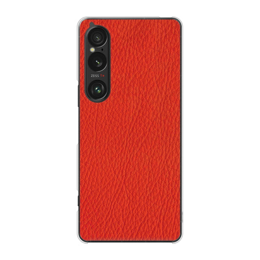 Xperia 1 VI SOG13 au 高画質仕上げ 背面印刷 ハードケース 【EK852 レザー風レッド】
