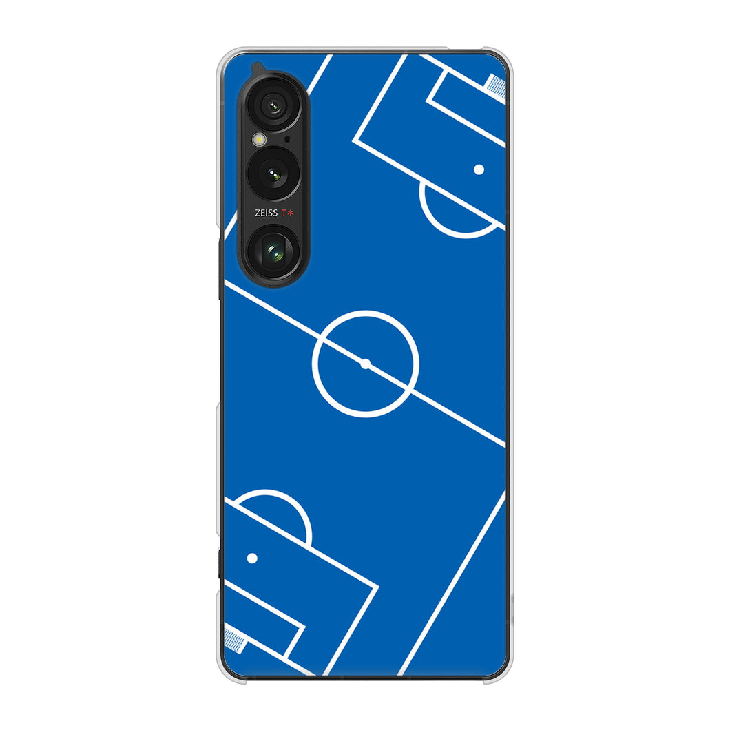 Xperia 1 VI SOG13 au 高画質仕上げ 背面印刷 ハードケース 【IB922 SOCCER_ピッチ】