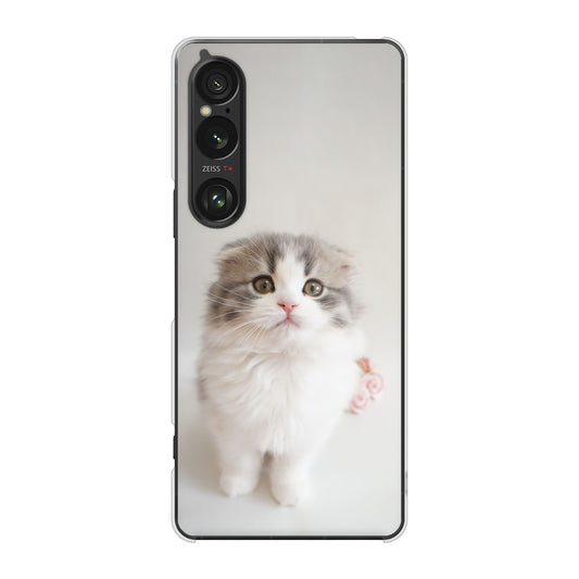Xperia 1 VI SOG13 au 高画質仕上げ 背面印刷 ハードケース 【VA803 まっていますネコ】