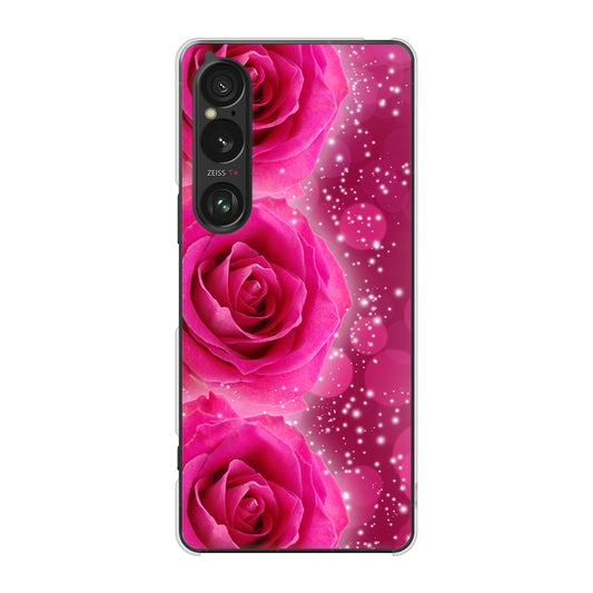 Xperia 1 VI SOG13 au 高画質仕上げ 背面印刷 ハードケース 【VA815 3連のバラ】