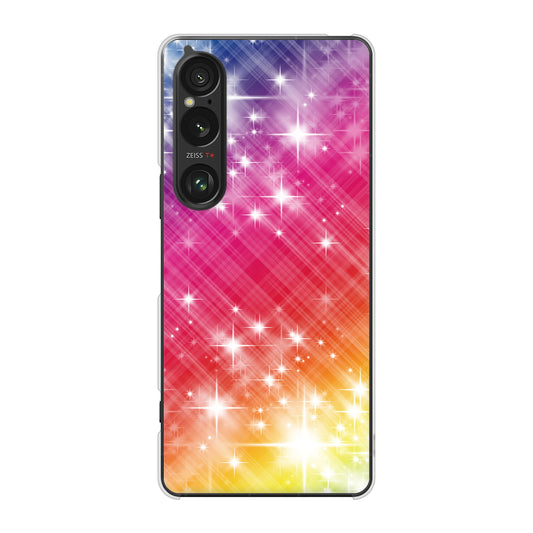 Xperia 1 VI SOG13 au 高画質仕上げ 背面印刷 ハードケース 【VA872 レインボーフレーム】