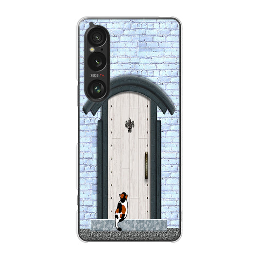 Xperia 1 VI SOG13 au 高画質仕上げ 背面印刷 ハードケース猫とドア