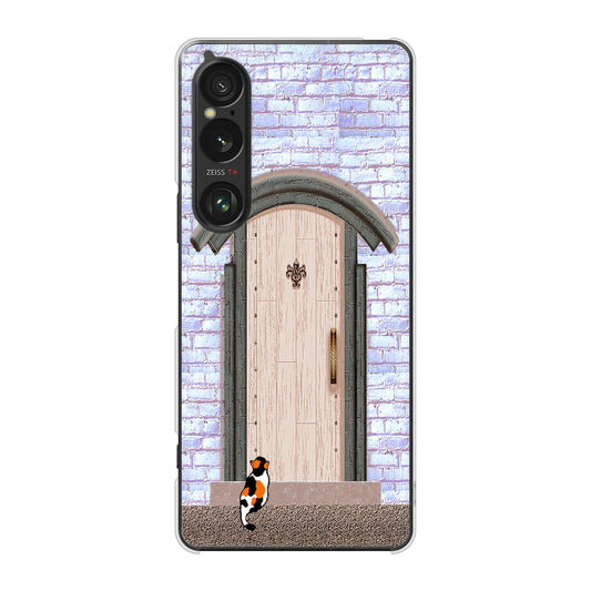 Xperia 1 VI SOG13 au 高画質仕上げ 背面印刷 ハードケース猫とドア
