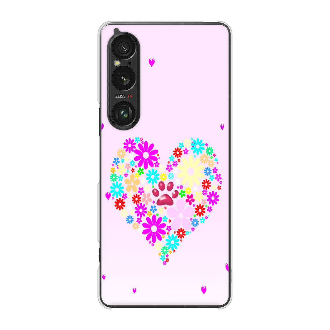 Xperia 1 VI SOG13 au 高画質仕上げ 背面印刷 ハードケースハートと肉球