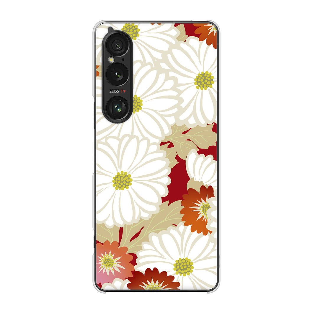 Xperia 1 VI SOG13 au 高画質仕上げ 背面印刷 ハードケース和花柄
