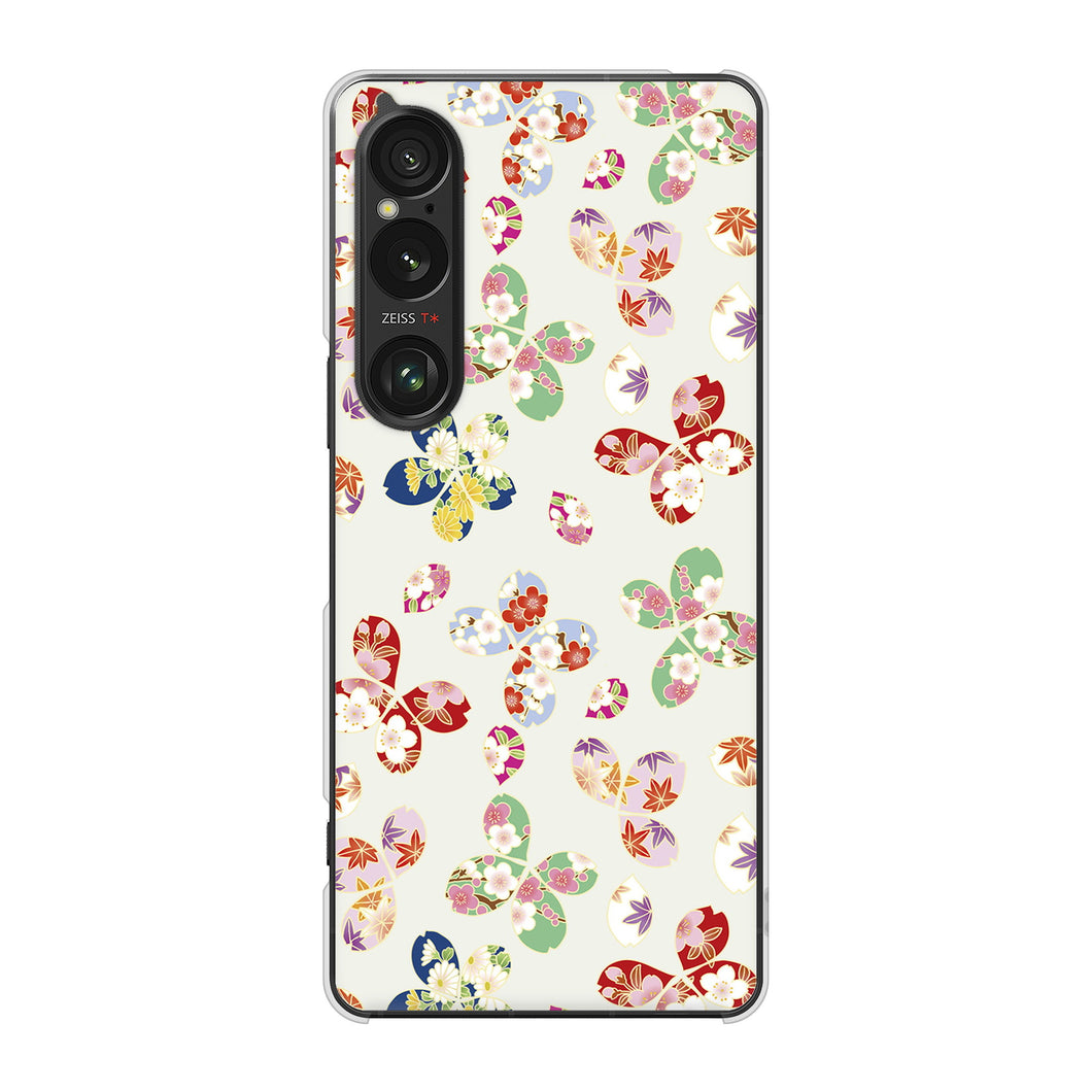 Xperia 1 VI SOG13 au 高画質仕上げ 背面印刷 ハードケース和花柄