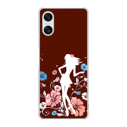 Xperia 10 VI SOG14 au 高画質仕上げ 背面印刷 ハードケース 【110 ハイビスカスと少女】