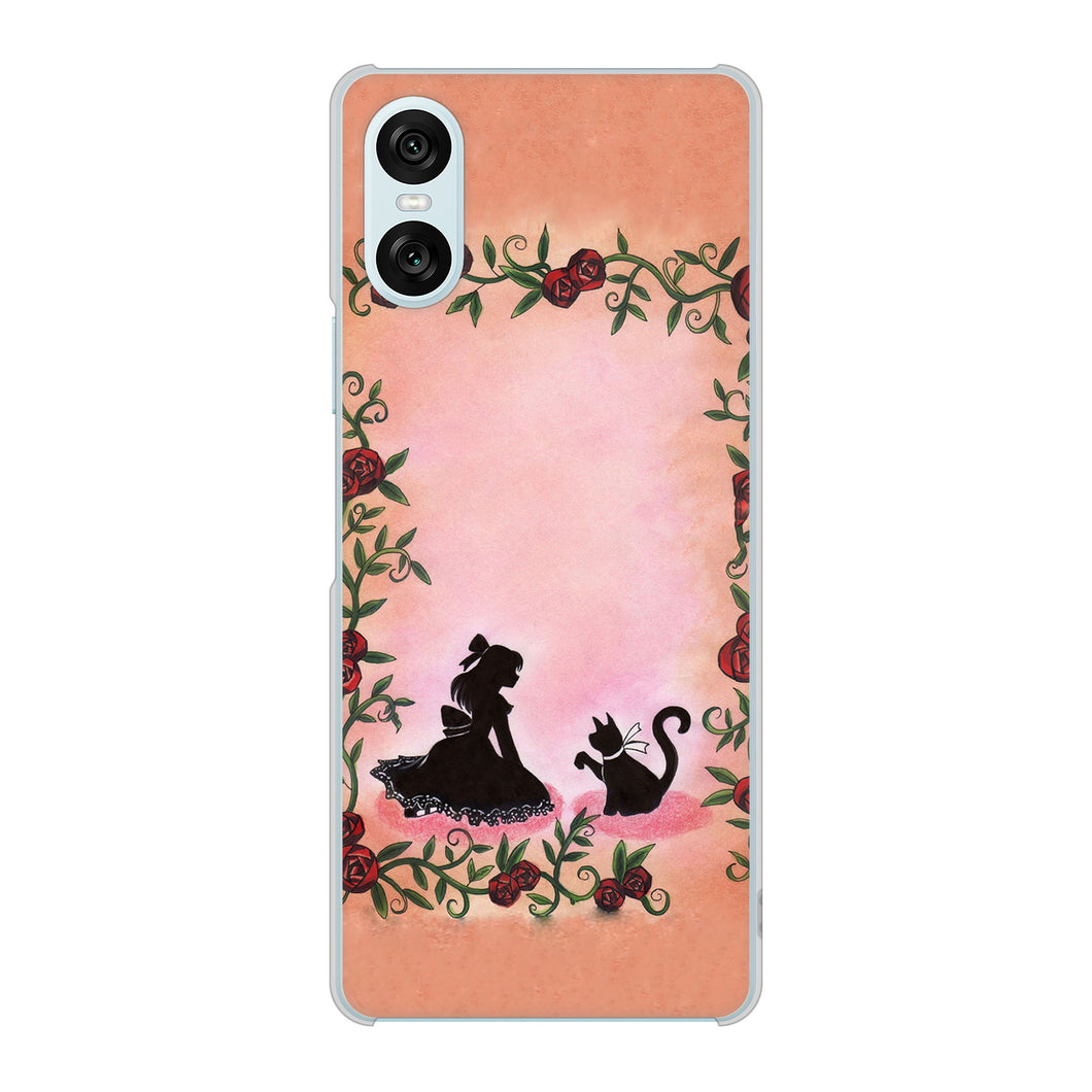 Xperia 10 VI SOG14 au 高画質仕上げ 背面印刷 ハードケースお姫様とネコ