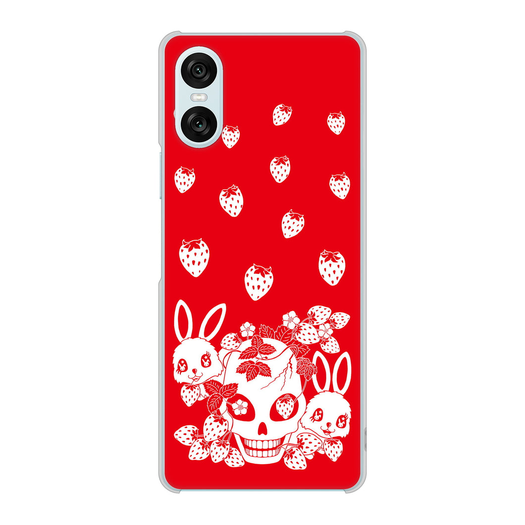 Xperia 10 VI SOG14 au 高画質仕上げ 背面印刷 ハードケースむかいあぐる 苺兎