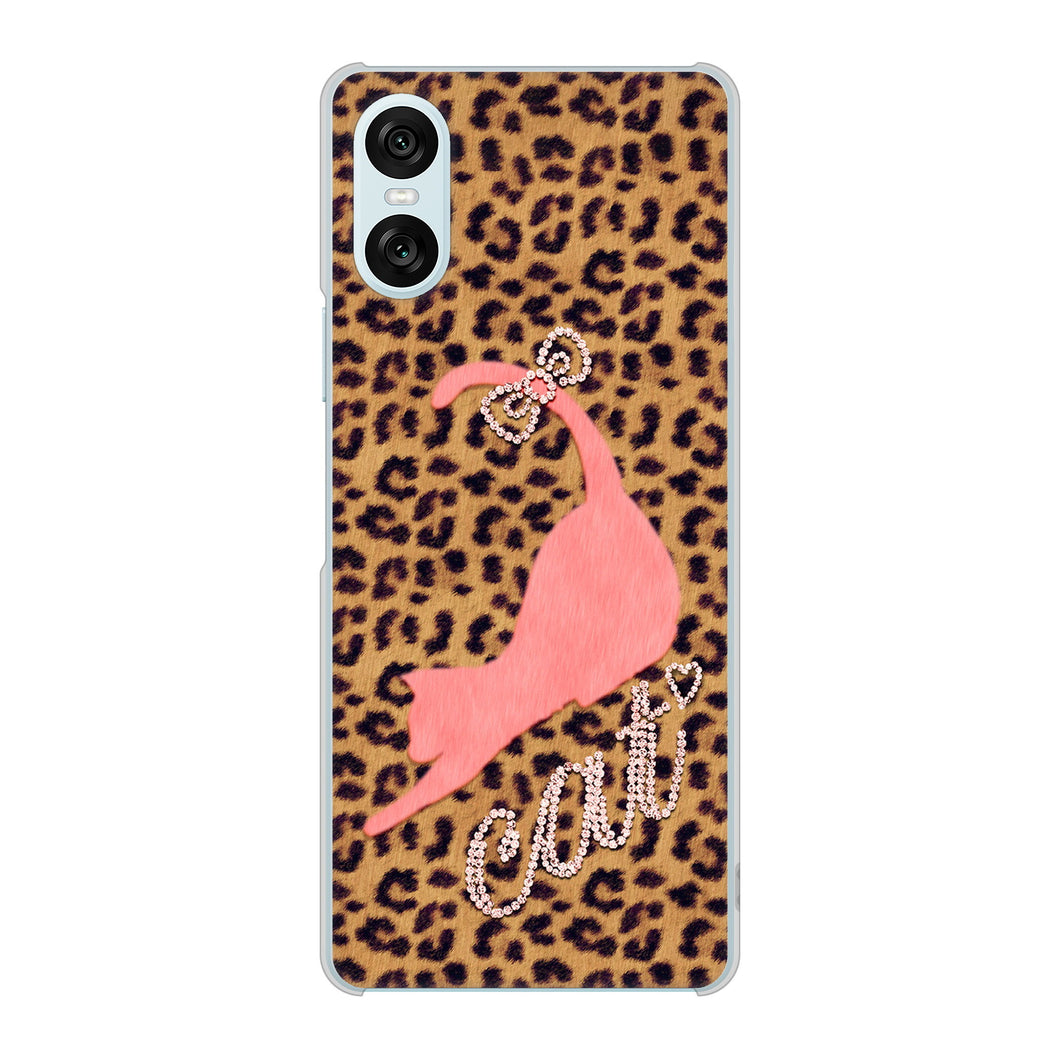 Xperia 10 VI SOG14 au 高画質仕上げ 背面印刷 ハードケース 【KG801 キャットレオパード(ブラウン)】