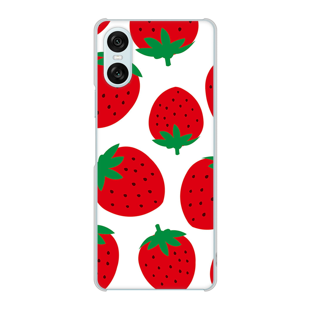 Xperia 10 VI SOG14 au 高画質仕上げ 背面印刷 ハードケース大きいイチゴ模様