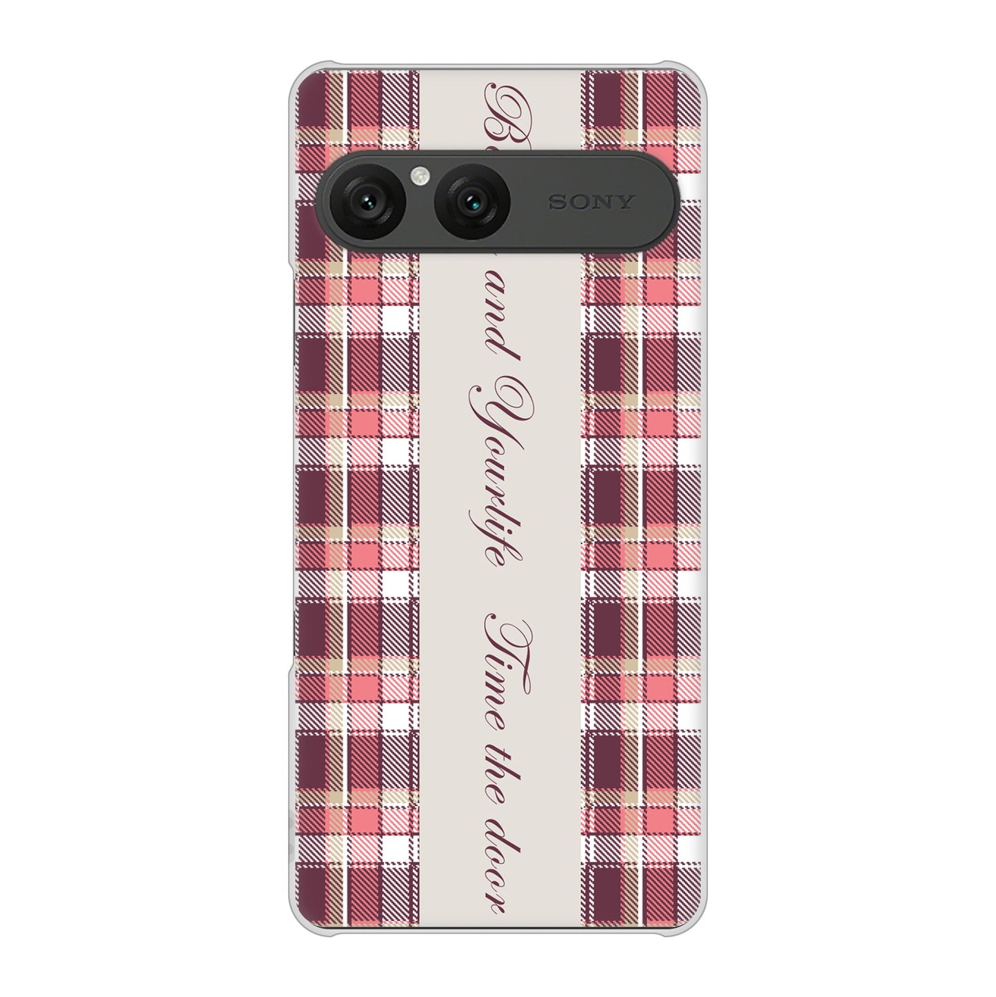 Xperia 10 VII SOG16 au 高画質仕上げ 背面印刷 ハードケースピンクチェック