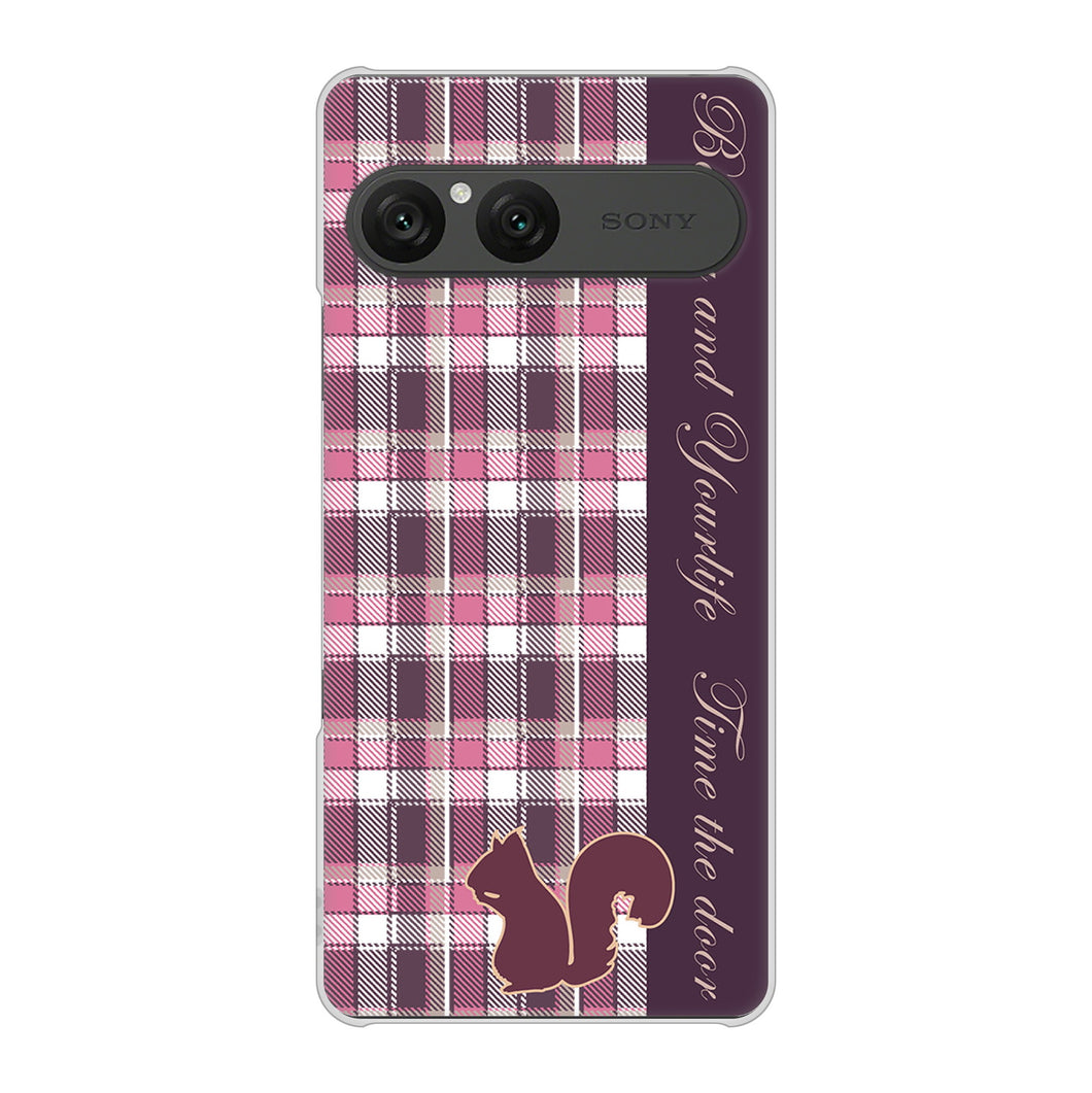 Xperia 10 VII SOG16 au 高画質仕上げ 背面印刷 ハードケースピンクチェック