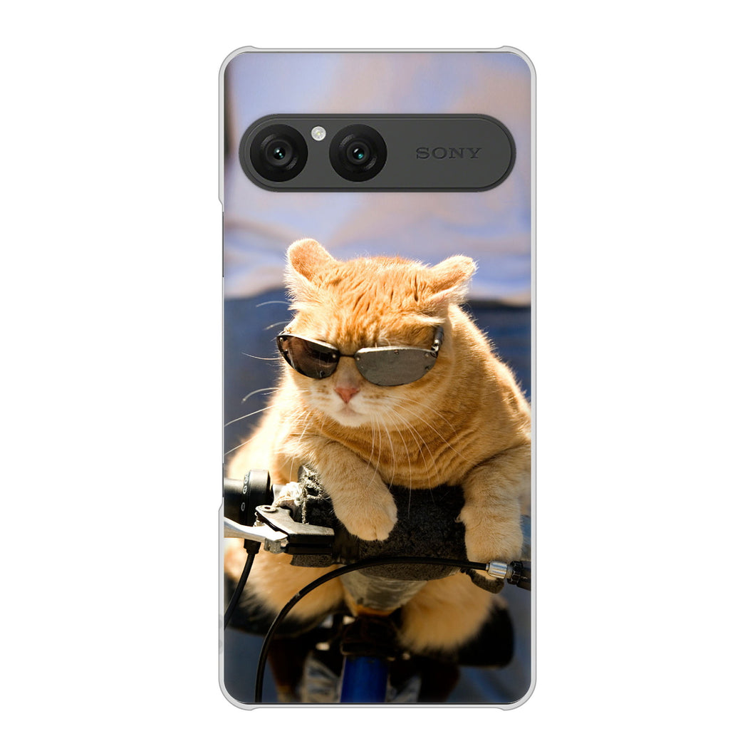 Xperia 10 VII SOG16 au 高画質仕上げ 背面印刷 ハードケース 【595 にゃんとサイクル】