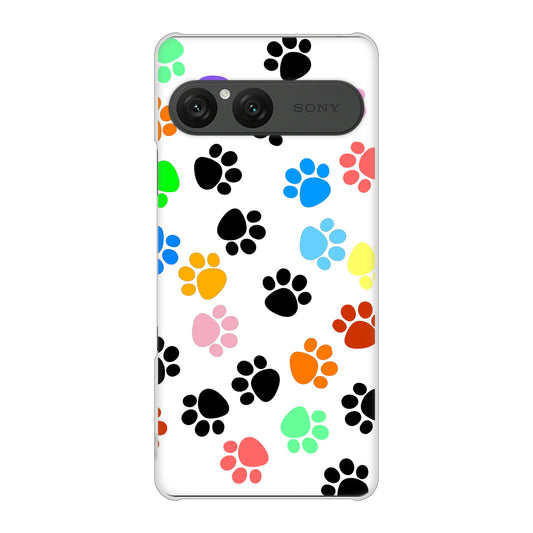 Xperia 10 VII SOG16 au 高画質仕上げ 背面印刷 ハードケース 【1108 あしあとカラフル】