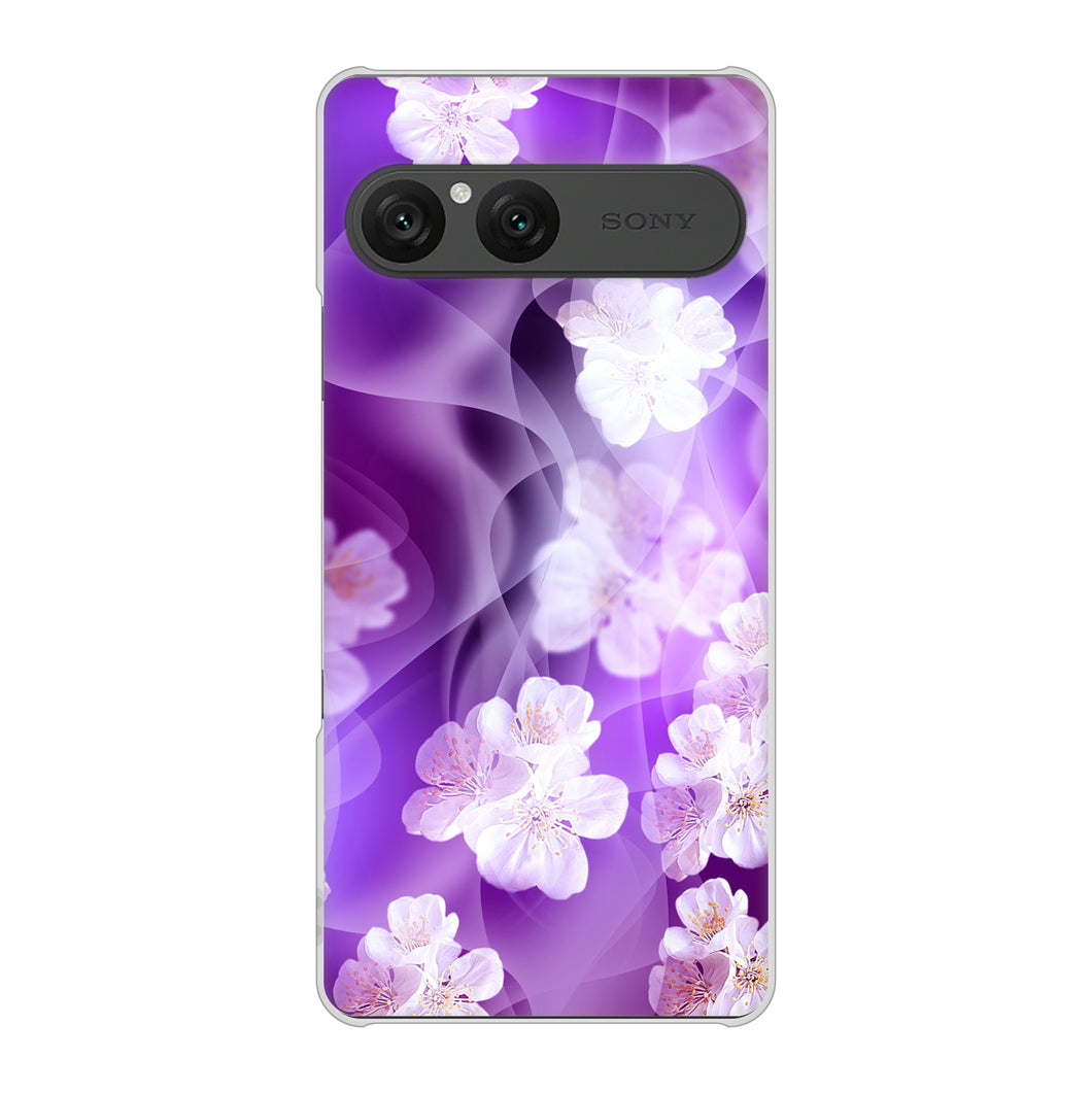 Xperia 10 VII SOG16 au 高画質仕上げ 背面印刷 ハードケース 【1211 桜とパープルの風】