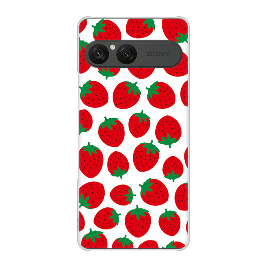Xperia 10 VII SOG16 au 高画質仕上げ 背面印刷 ハードケース小さいイチゴ模様