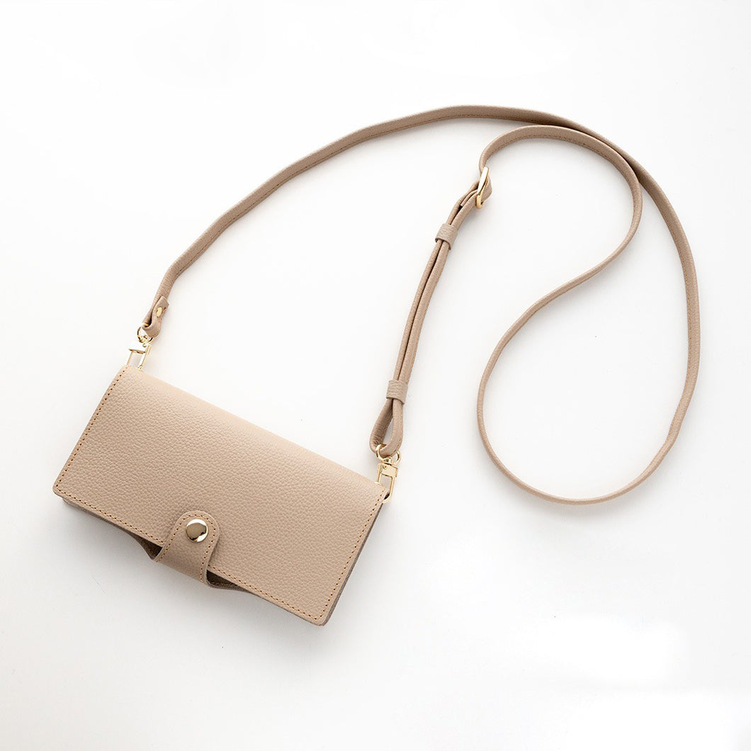 シュリンクレザー 本革 スマホ用ショルダーストラップ ゴールド金具 約75~134cm